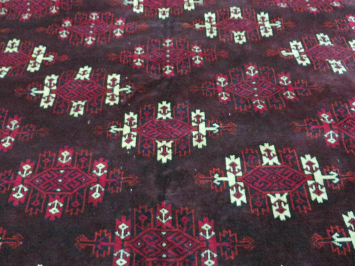 7' X 10' Antique Handmade Yamud Turkoman Wool Rug Excellent