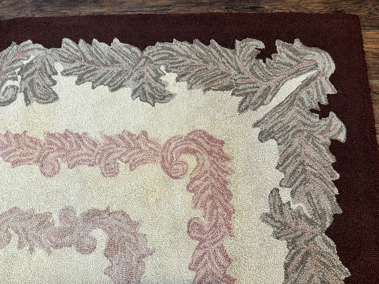 American Hand Hooked Rug 9x12, Vintage Aubusson Carpet, Wool - Nuvé