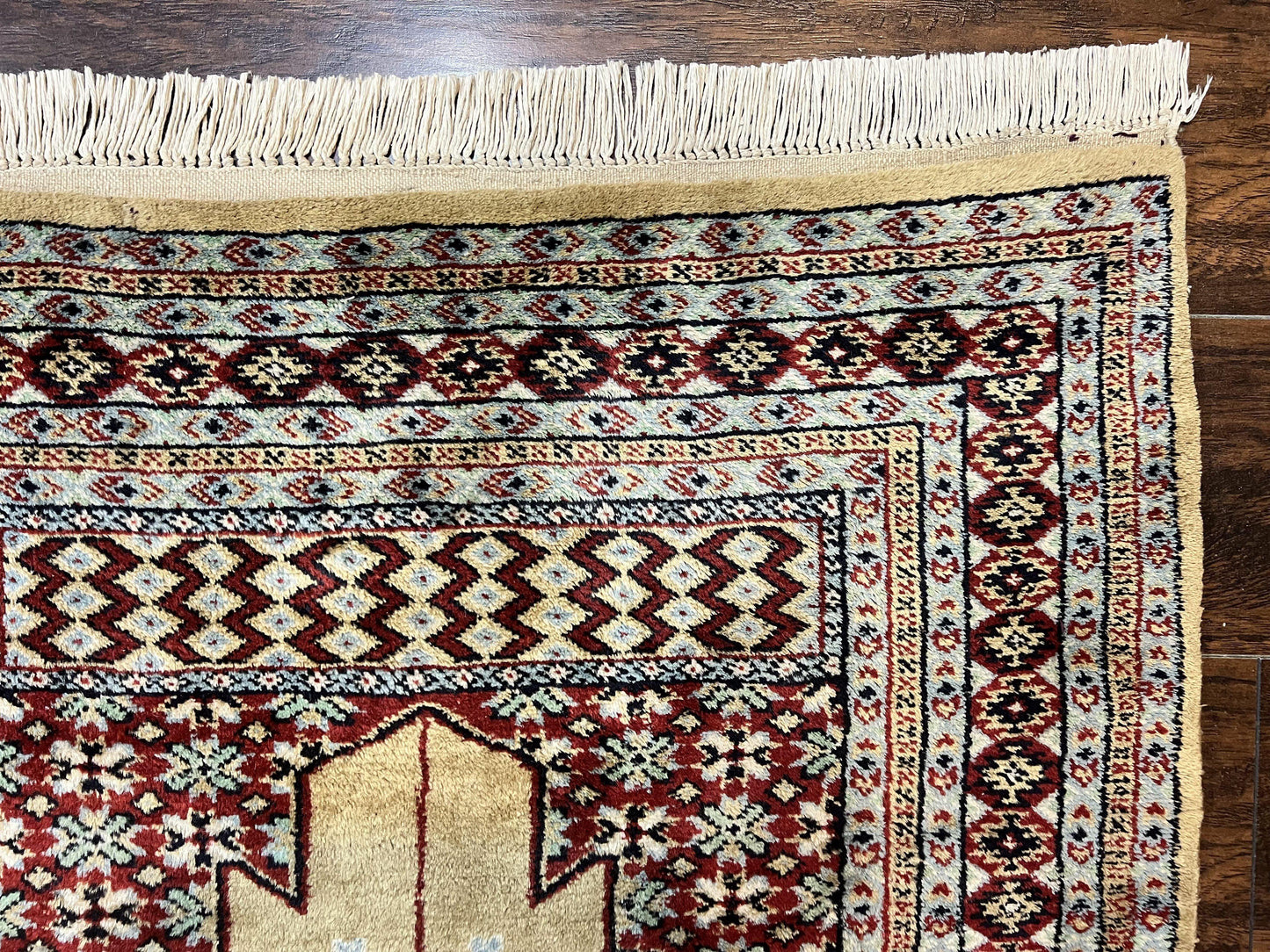 Bokhara Prayer Rug 3x5, Pakistani Turkoman Carpet, Tan, Handmade Vintage Wool Carpet - Nuvé