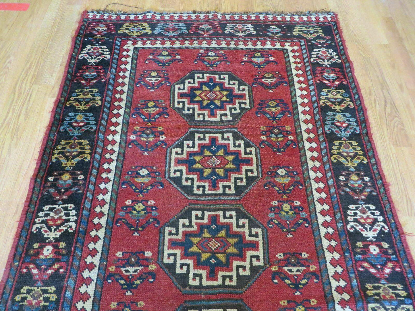 3' 3" X 10' Hand-Knotted Antique Handmade Caucasian Kazak Wool Runner Rug - Nuvé