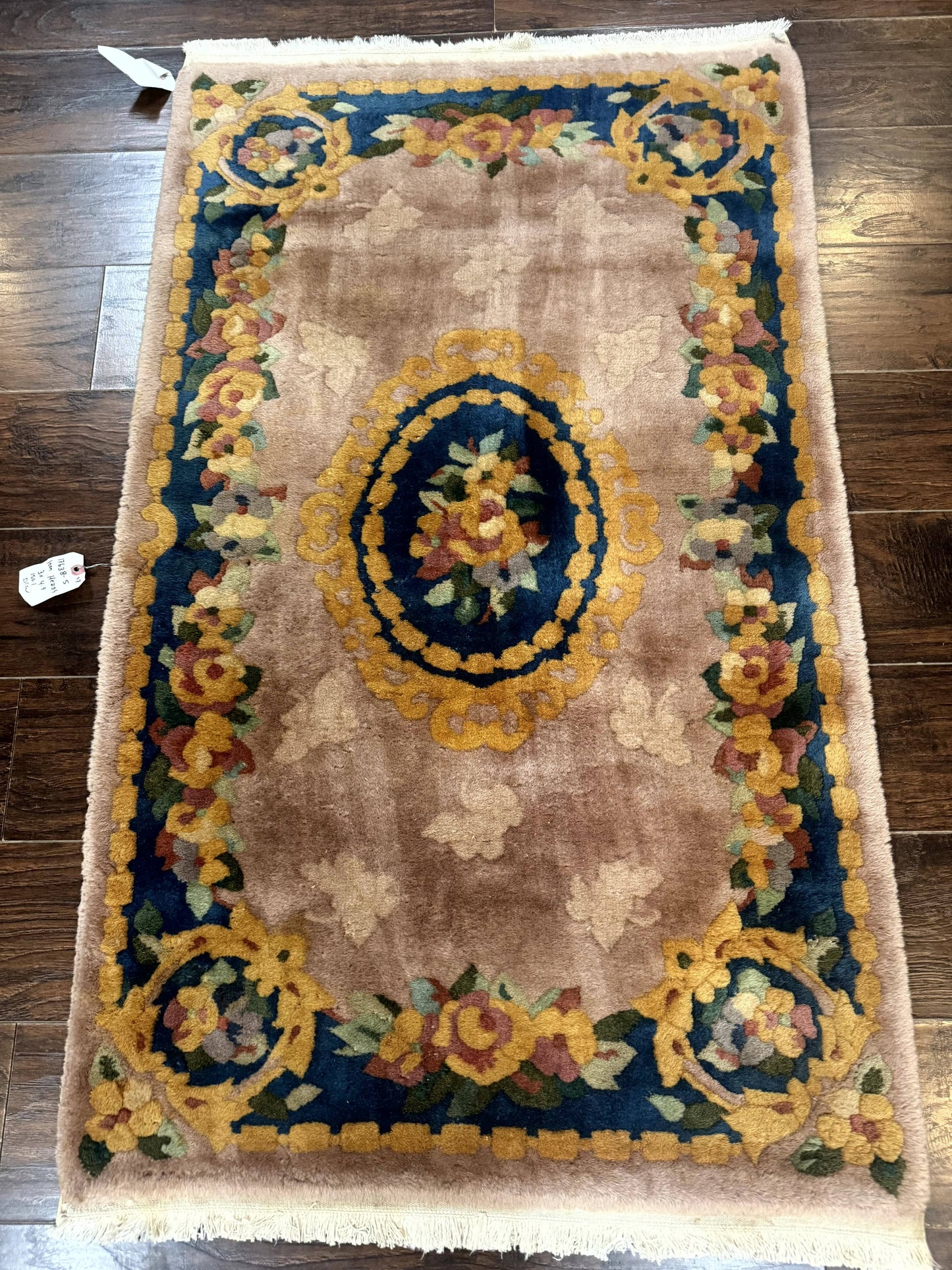 Chinese Wool Rug 3x5, Vintage 90 Line Carpet, Small Art Deco Rug - Nuvé