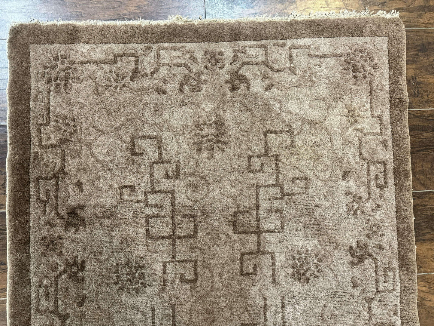Antique Chinese Fette Rug 3x6, Taupe, Handmade Wool Chinese Carpet - Nuvé
