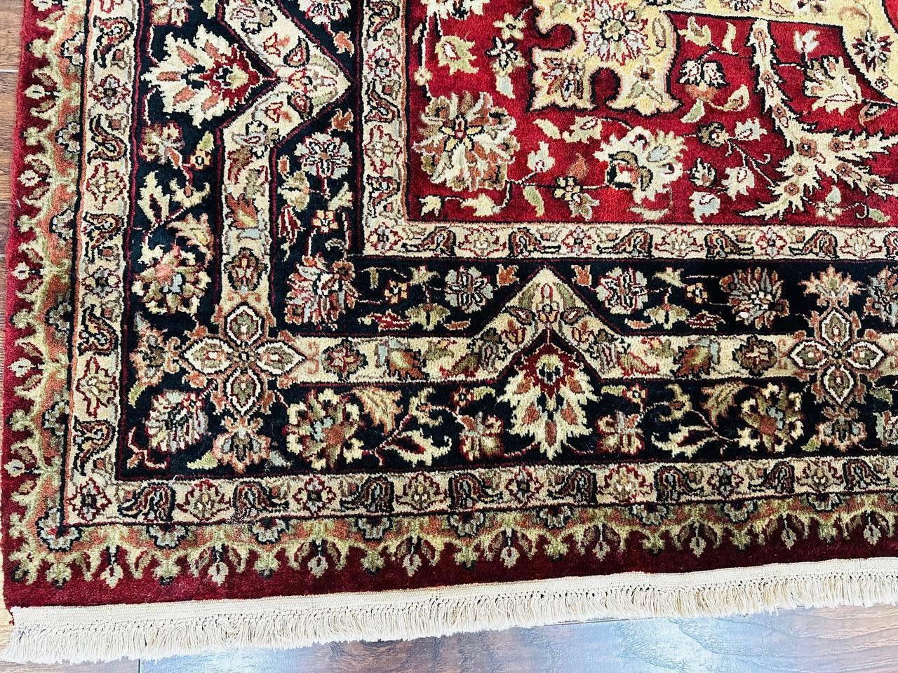 Indo Persian Rug 8x10, Red Vintage Wool Traditional Carpet, Floral, Handmade - Nuvé