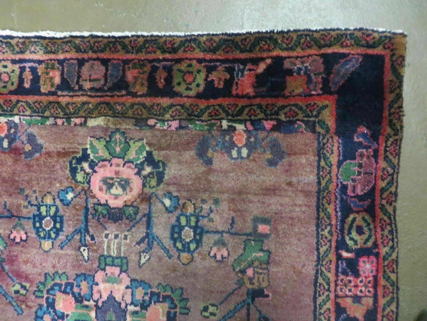 3 x 7 Antique Persian Hamadan Nahavand Rug, Tribal Runner Rug , Handmade Oriental Wool Rug, Vegetable Dyed, Purple-Red & Dark Blue, 3x7 Rug - Nuvé