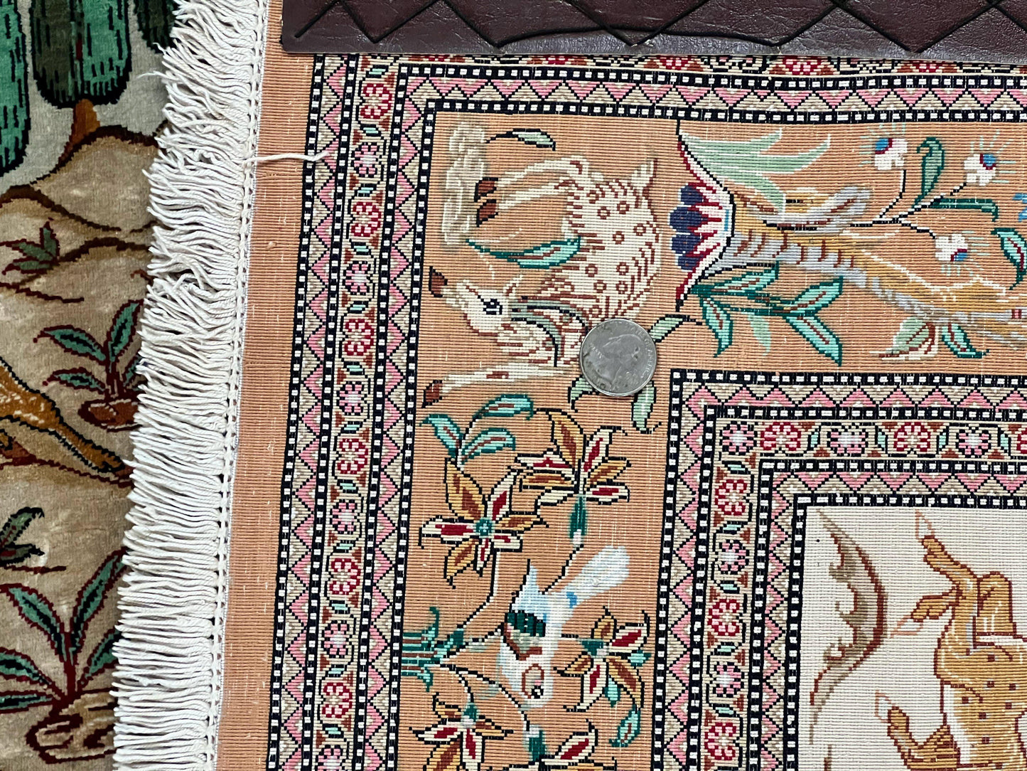 Silk Persian Qum Rug 3x5, Hunting Pattern, Handmade Vintage Carpet, Signed by Master Weaver, Horsemen Pictorials, Super Fine 650 KPSI - Nuvé