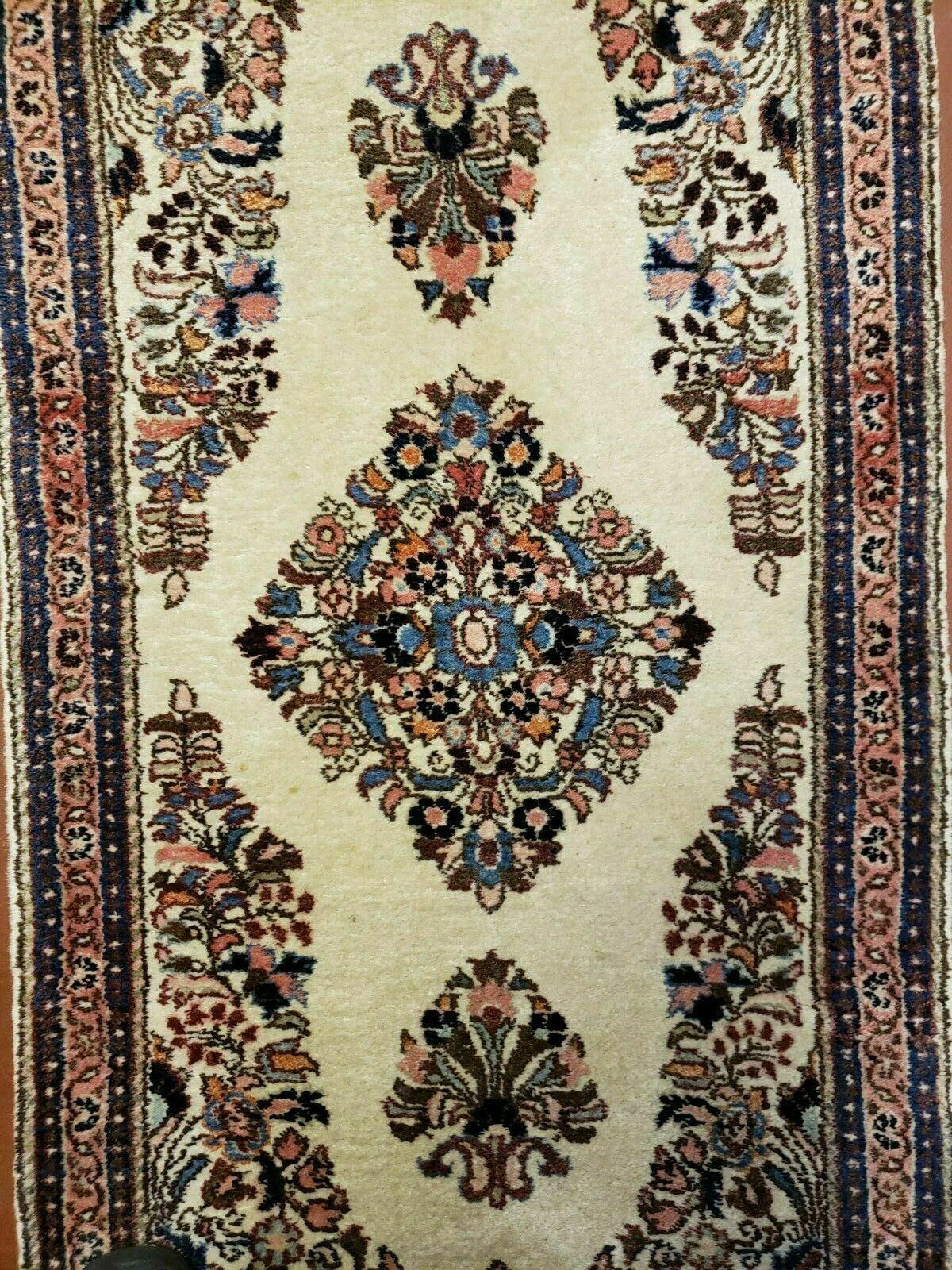 2' 7" X 4' Vintage Handmade Indian Medallion Wool Floral Beige Rug - Nuvé