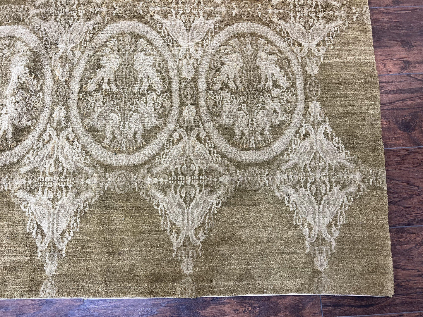 Tibetan Rug 12x15, Wool Hand Knotted Carpet, Odegard Rug, Birds, Olive Green, 12 x 15 Oversized Handmade Contemporary Area Rug, Extra Large - Nuvé