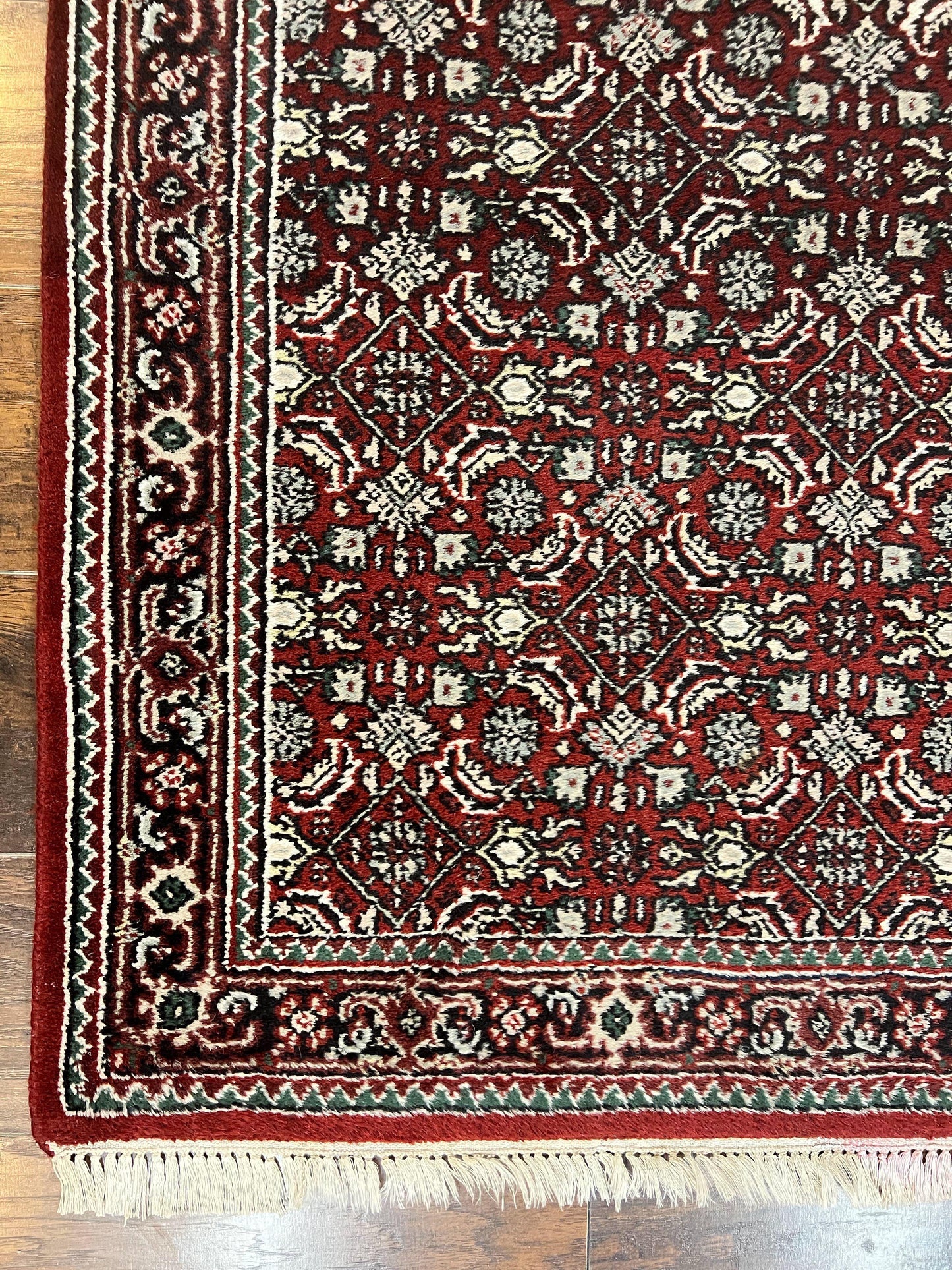 Indo Persian Runner Rug 2.7 x 8, Wool Hand Knotted Vintage Carpet, Red Black, Herati Allover Pattern, Oriental Runner, Rug for Hallway - Nuvé