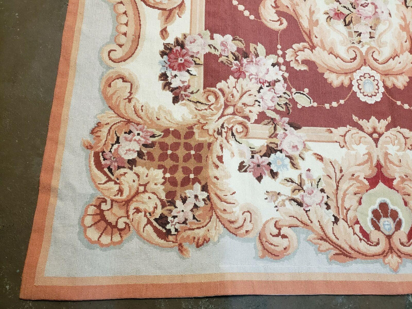 6' X 9' Vintage Handmade Chinese Needlepoint Wool Rug Flat Weave - Nuvé