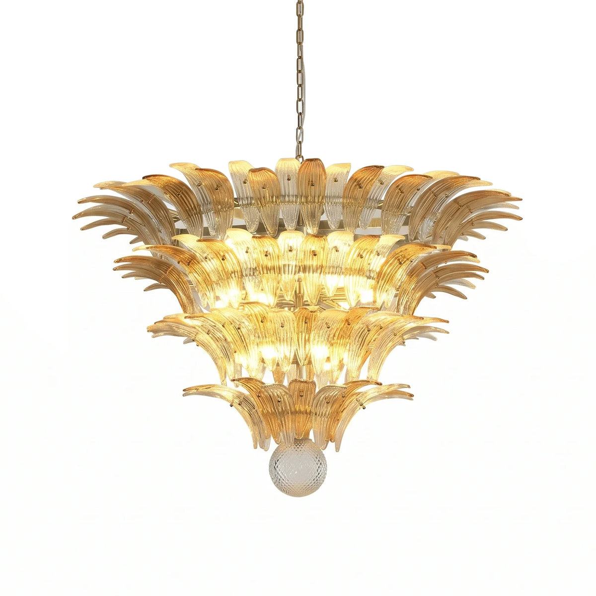 Sabal Amber Clear Glass Palm Leaf Chandelier