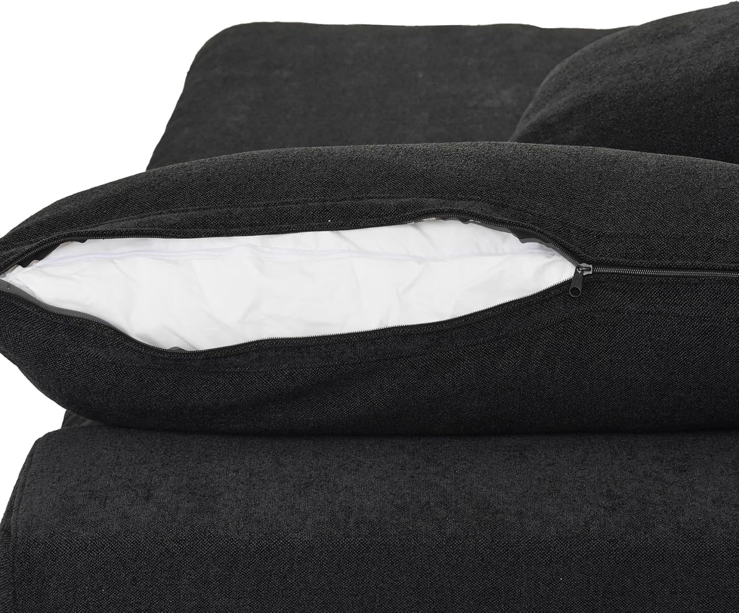 Nuvé® Solace Modular Bouclé Cloud Sofa - Obsidian Black - 5-Seater Corner + Ottoman - Nuvé