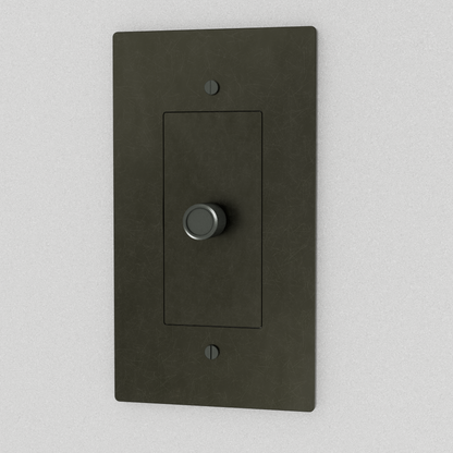 Brass 3-way rotary dimmer switch by Residence Supply, showing the switch with multiple gang options and rotary control knob.