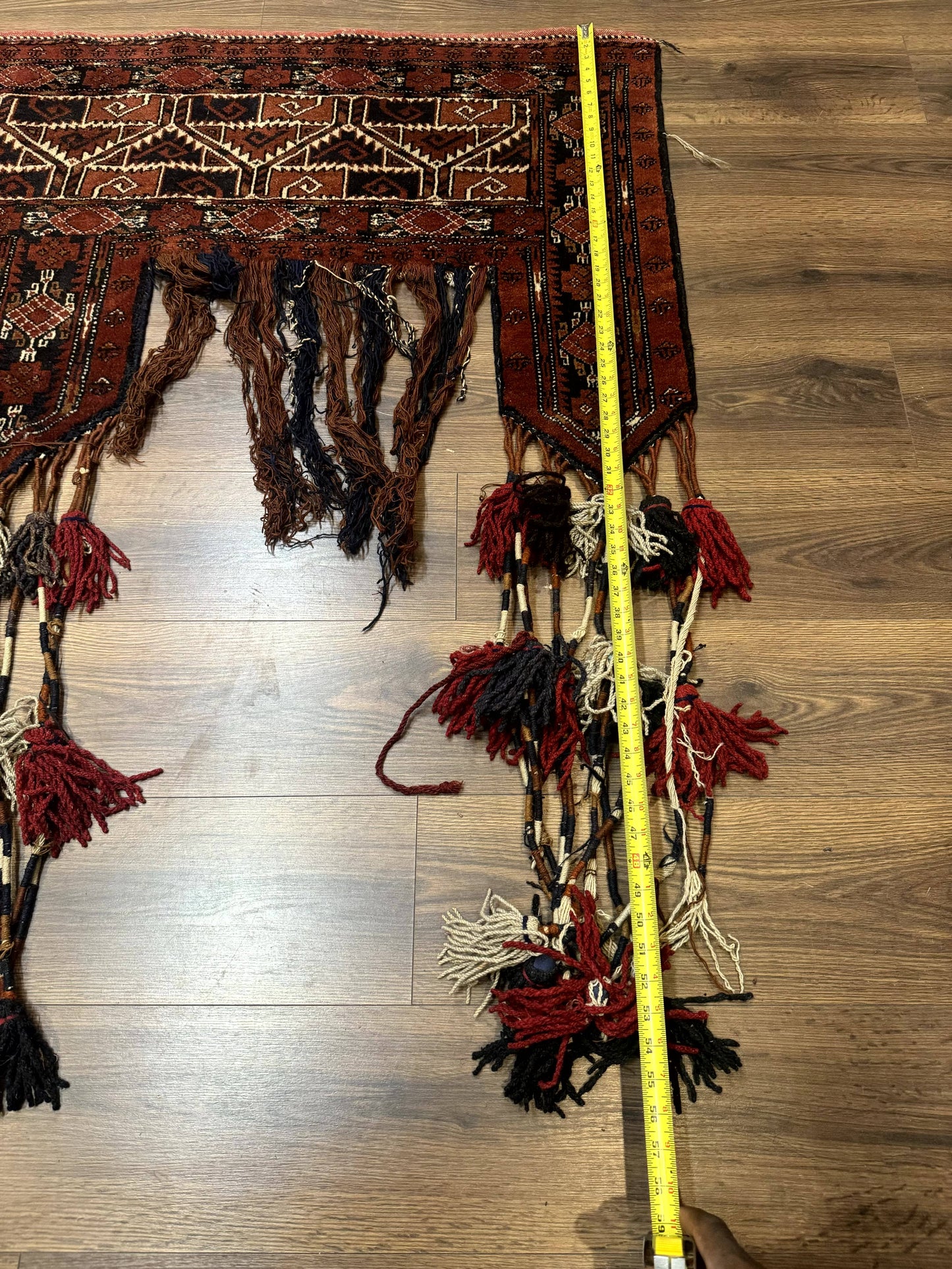 Antique Afghan Beshir Tent Header Textile Rug, Tribal Collectible, Wool - Nuvé