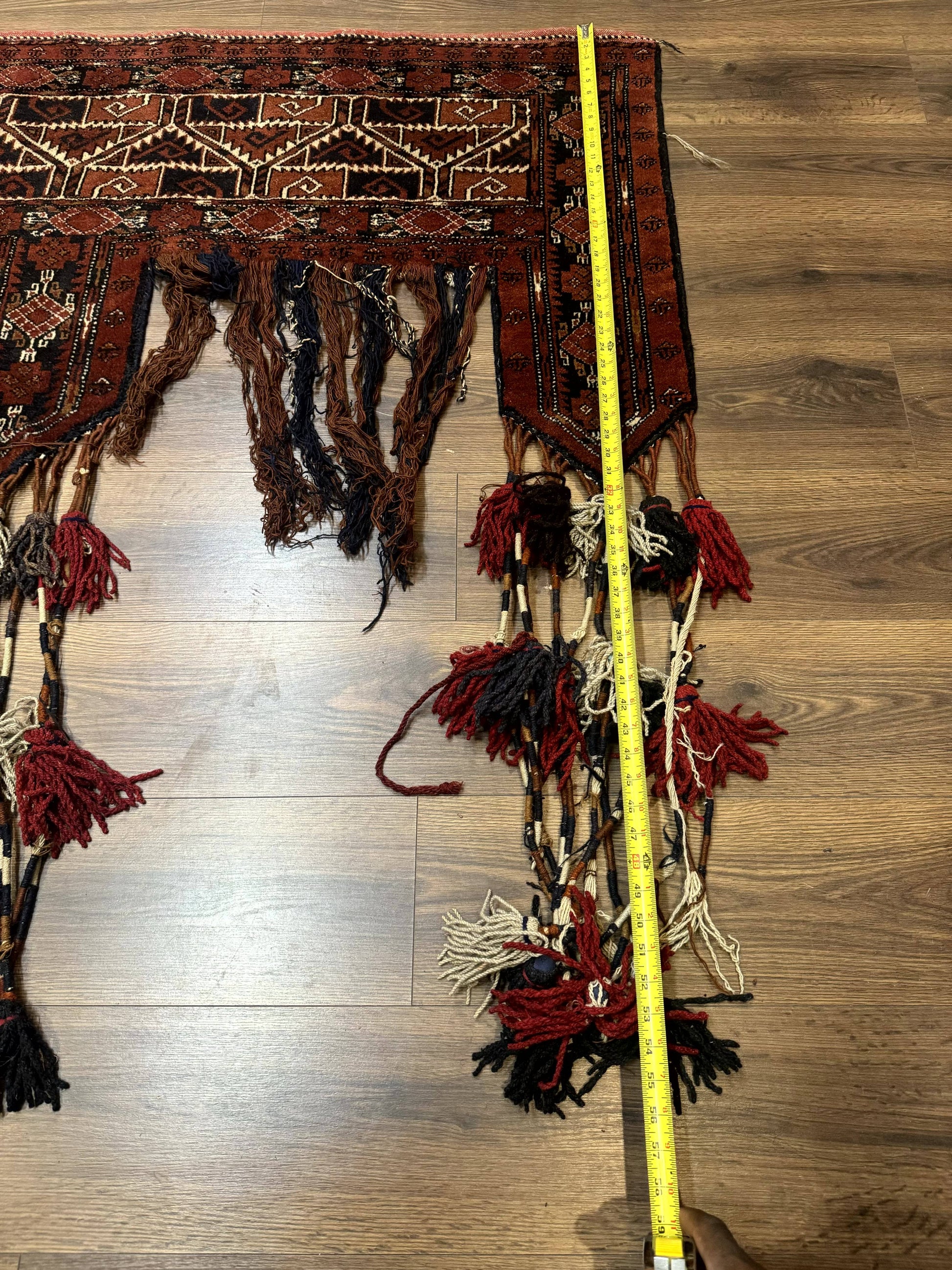 Antique Afghan Beshir Tent Header Textile Rug, Tribal Collectible, Wool - Nuvé