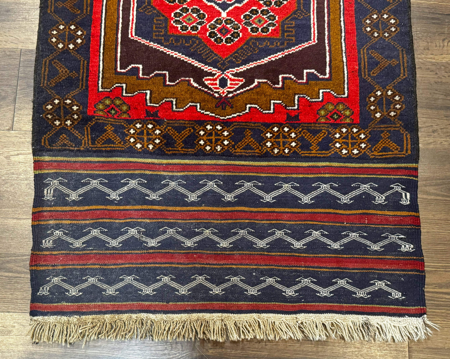Afghan Rug 3x5, Tribal, Navy Blue, Wool, Handmade, Geometric, Rustic - Nuvé