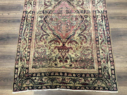 Antique Persian Lavar Rug 3x5, Persian Kerman Rug, Traditional Persian Carpet