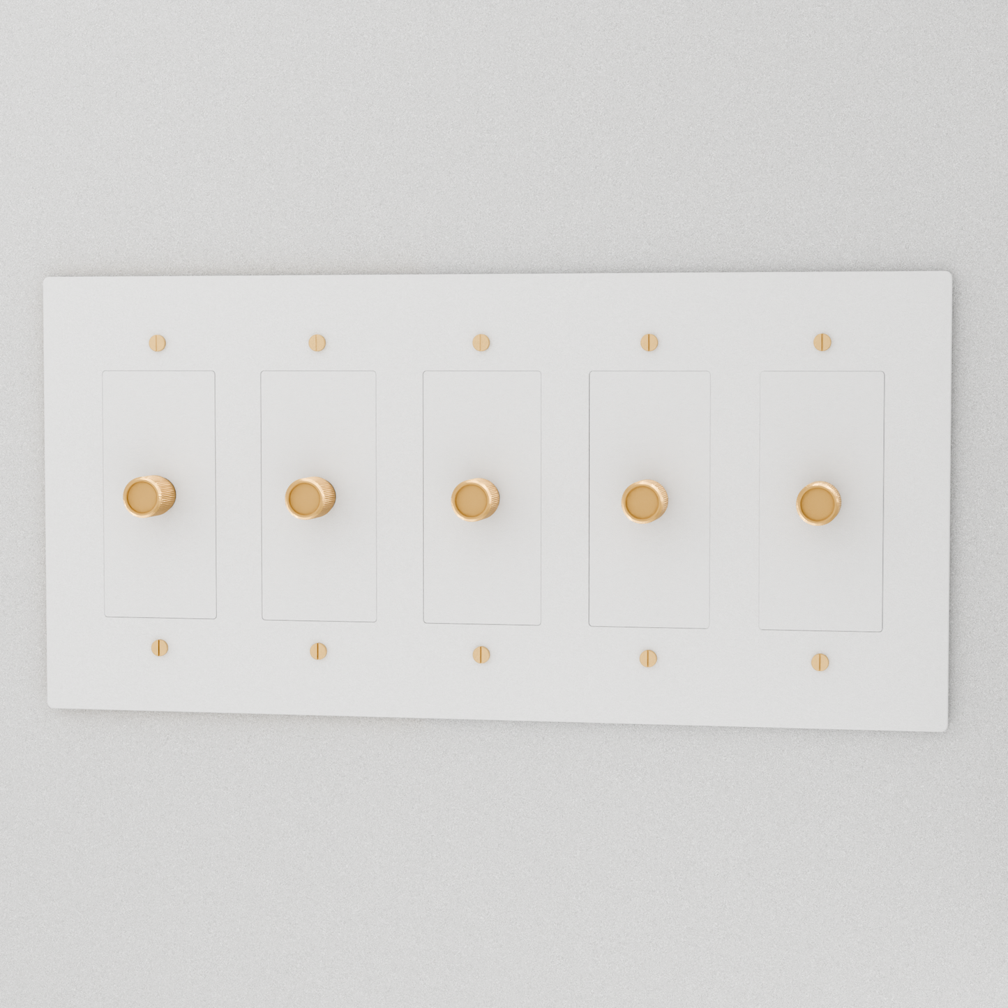 Brass Residence Supply 3-Way Rotary Dimmer Switch for 1 to 5 gang applications with rotary control knobs and wiring terminals.