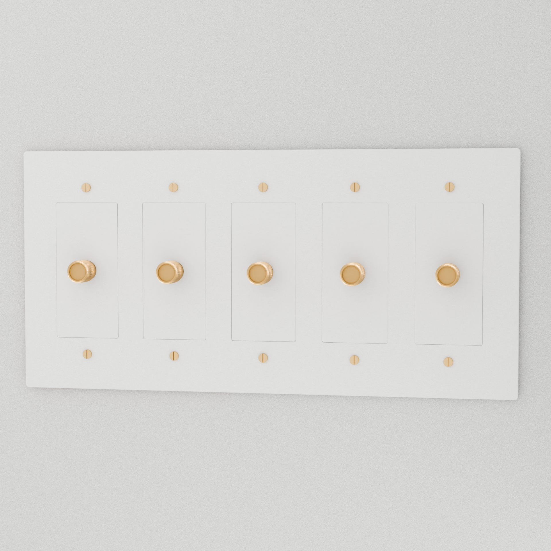 Brass Residence Supply 3-Way Rotary Dimmer Switch for 1 to 5 gang applications with rotary control knobs and wiring terminals.