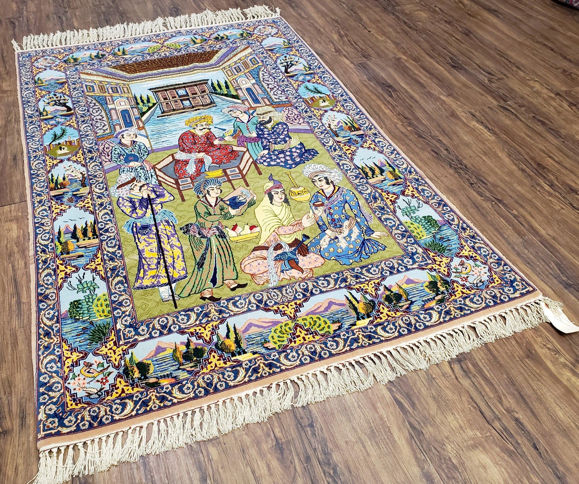 Persian Isfahan Pictorial Rug 3x5 – Kork Wool on Silk - Nuvé