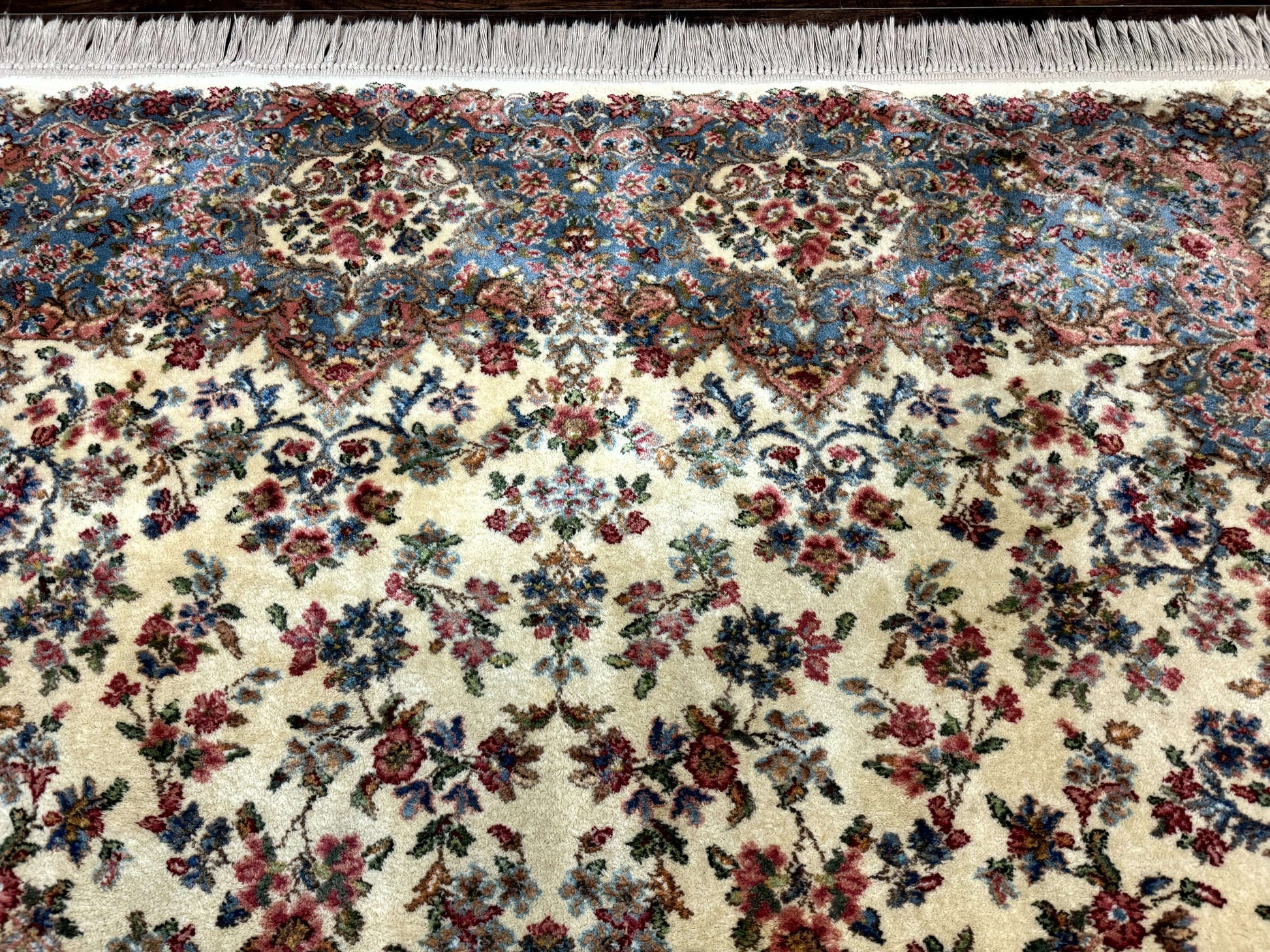 8.8 x 12 Karastan Rug #788 Ivory Kirman, Wool Vintage Original 700 Series - Nuvé