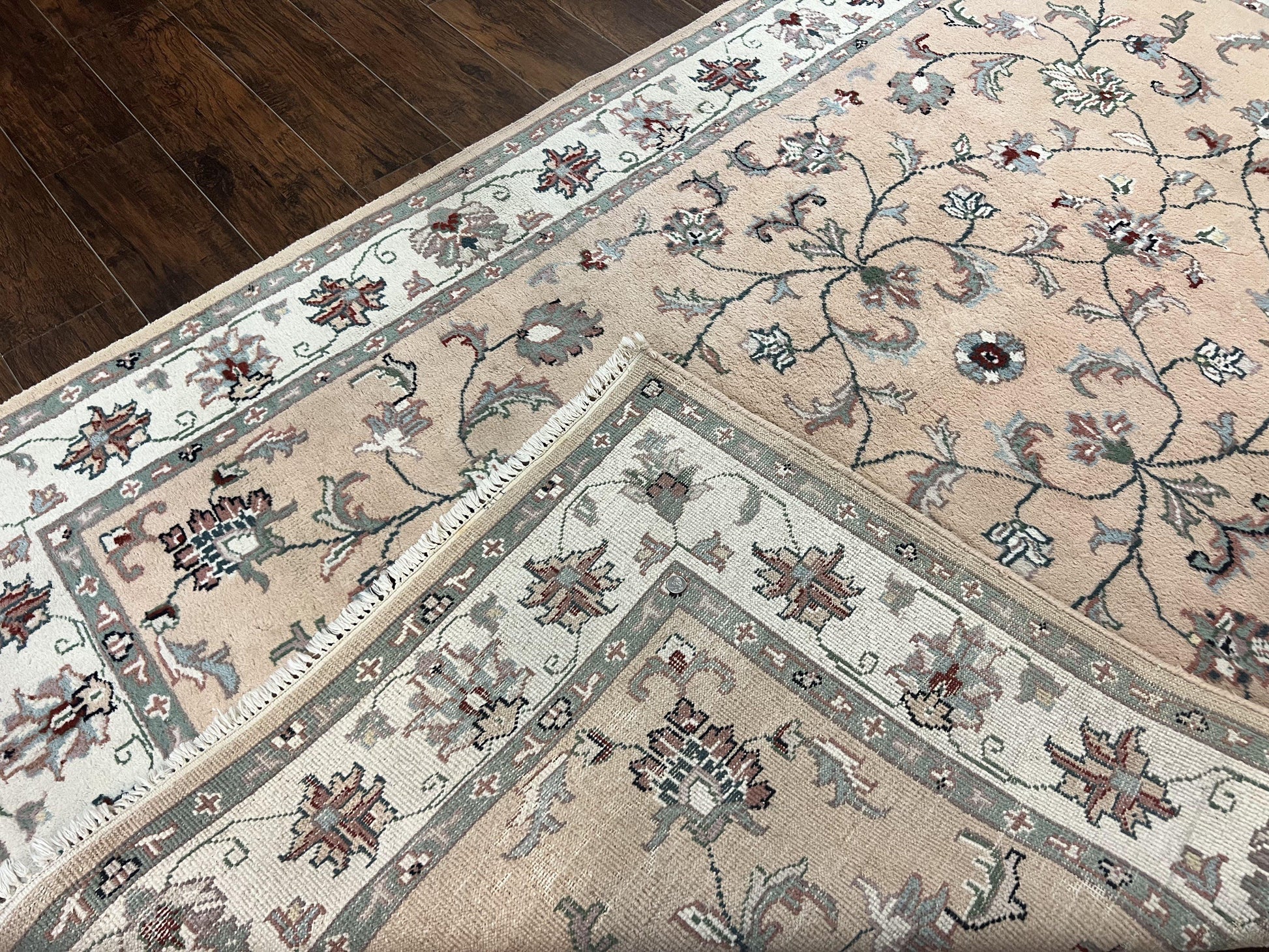Indo Persian Rug 6x9, Handmade Vintage Wool Carpet, Floral Allover - Nuvé
