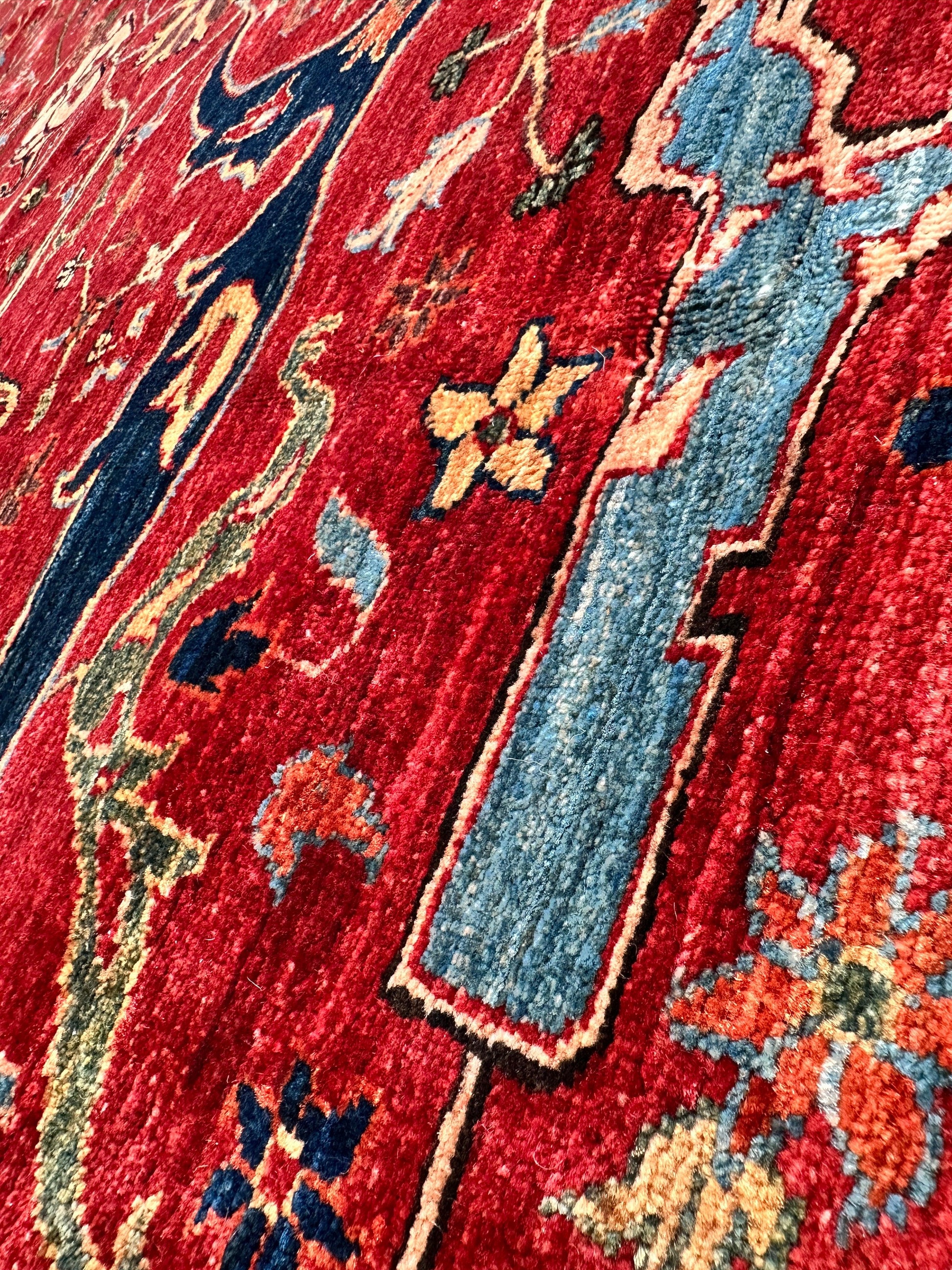 Hand-Knotted Afghani Bidjar Wool Rug – 9’x12’6” – Intricate Geometric & Floral Motifs - Nuvé