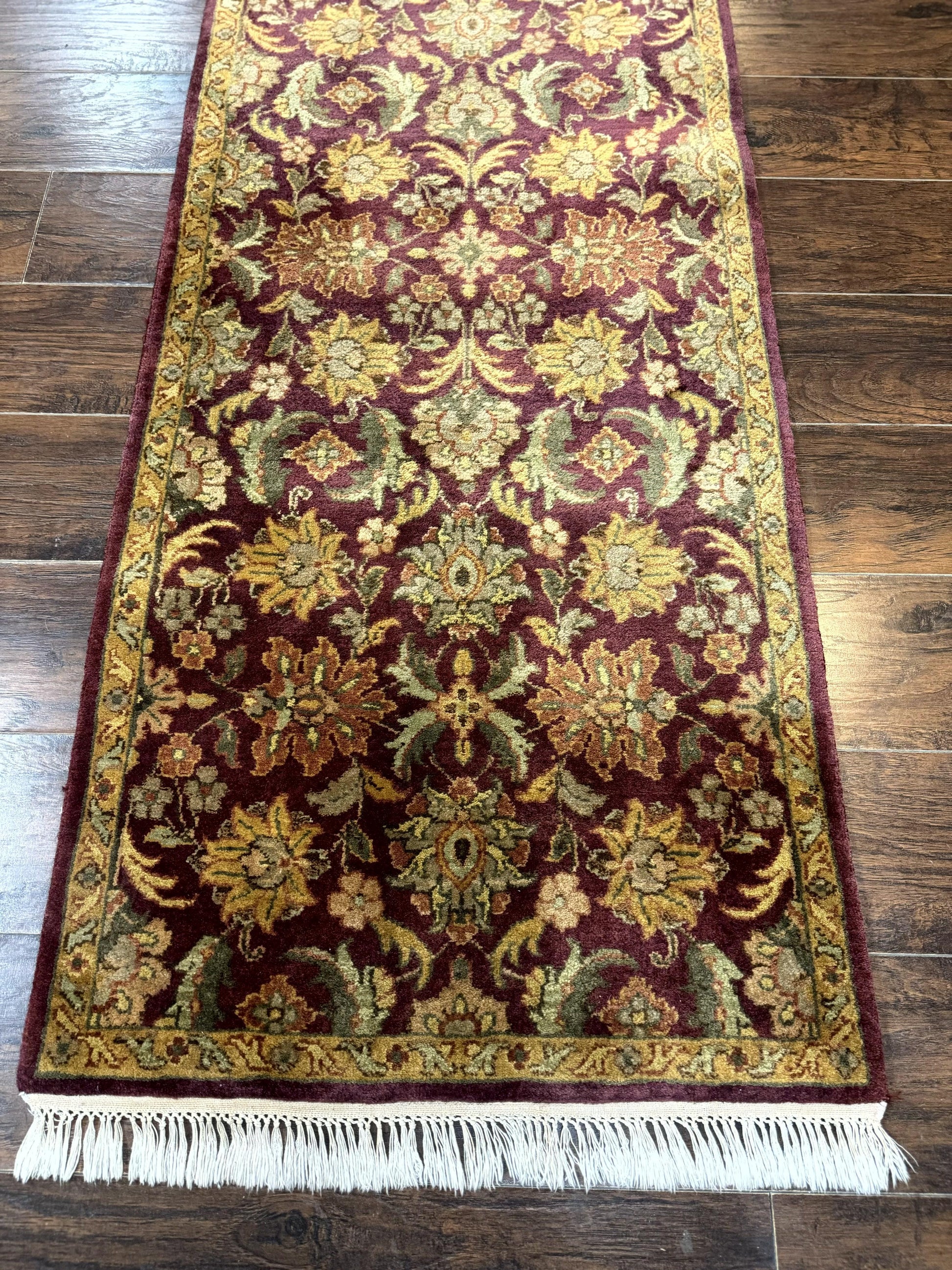 Indian Agra Runner Rug 2.6 x 17.5, Long Runner Rug for Hallway, Floral Handmade - Nuvé