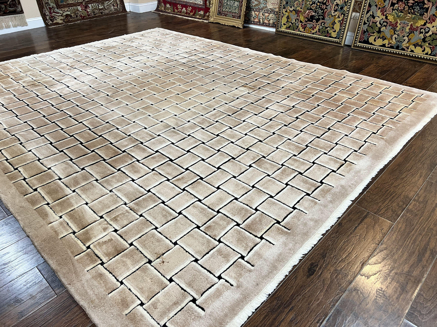 Tibetan Rug 9x12, Handmade, Wool, Modern Design - Nuvé