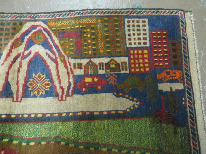 3' X 5' New Vintage Handmade Afghan Balouch Tribal Wool Pictorial Rug # 303 - Nuvé