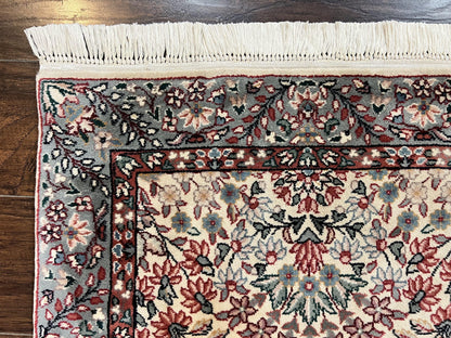 Sino Persian Runner Rug 2.7 x 10, Floral Kirman Lavar Carpet for Hallway, Cream, Handmade Wool Vintage Rug - Nuvé