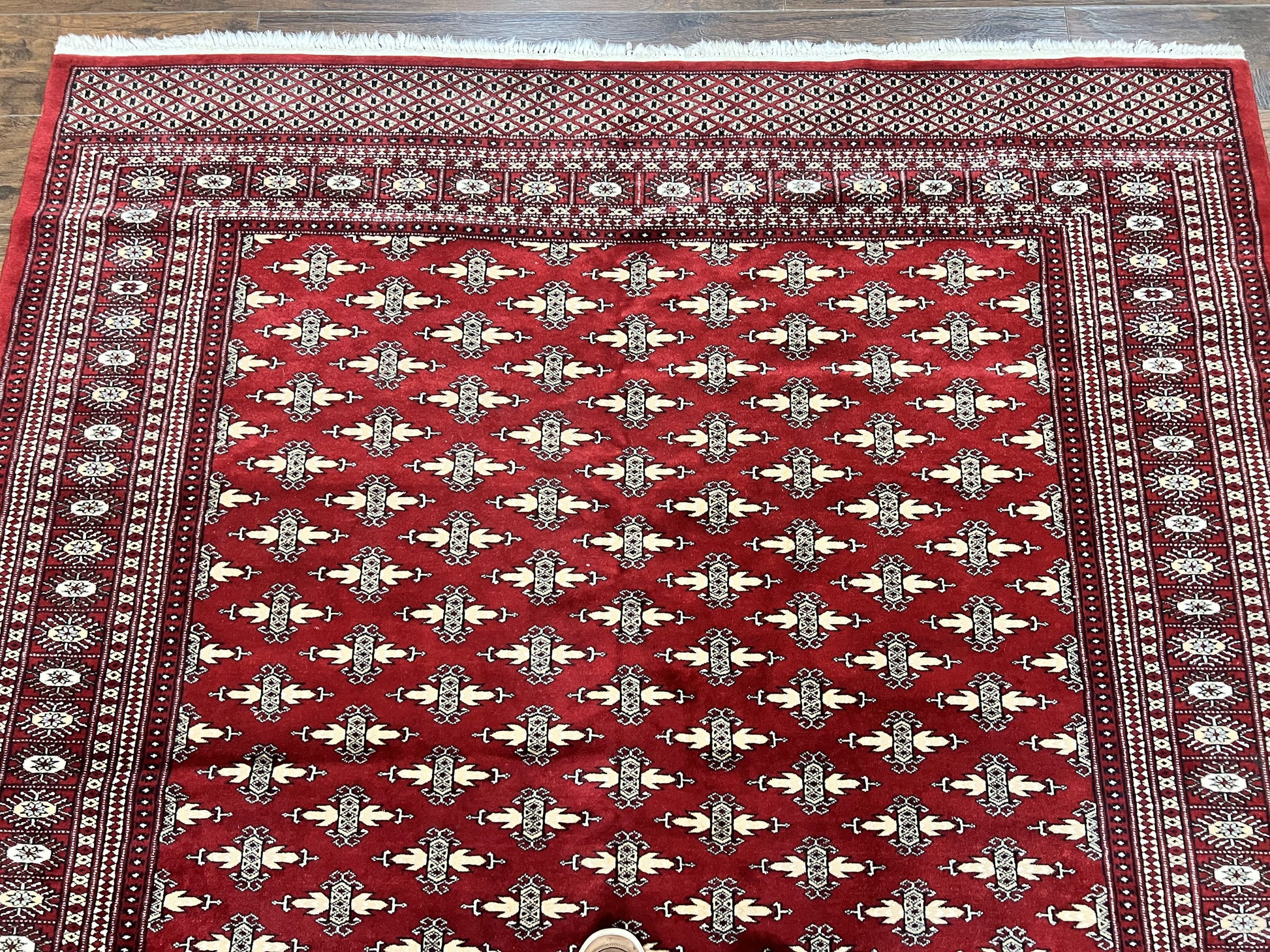 Pakistani Turkoman Bokhara Rug 6x9, Fine Wool Vintage Hand Knotted Handmade Yamud Oriental Carpet 6 x 9, Red Turkoman Rug, Tribal Rug - Nuvé