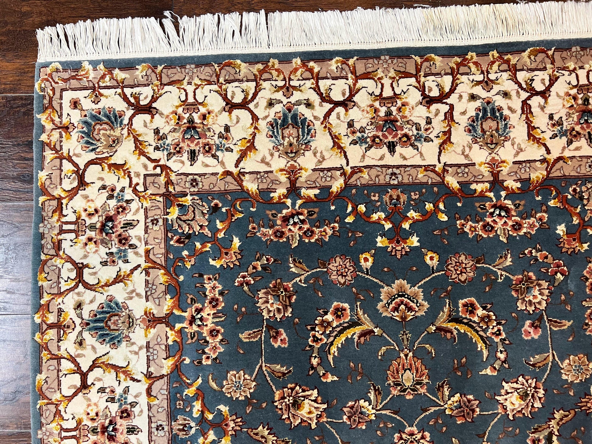 Sino Persian Rug 4x6, Very Fine Oriental Carpet, Handmade Rug 4 x 6, Floral Allover Vintage Traditional Wool & Silk Highlights, 200 KPSI - Nuvé