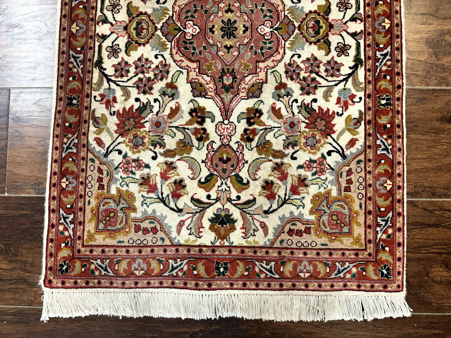 Small Persian Tabriz Rug 2x3, Floral Medallion, Wool and Silk, 340 KPSI - Nuvé