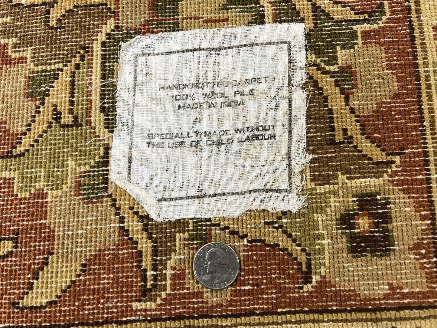 Large Indian Rug 10x14, Hand Knotted Indo Persian Gandehar Oriental Carpet, Vintage Wool Rug 10 x 14 ft Cream Red Floral Allover Traditional - Nuvé
