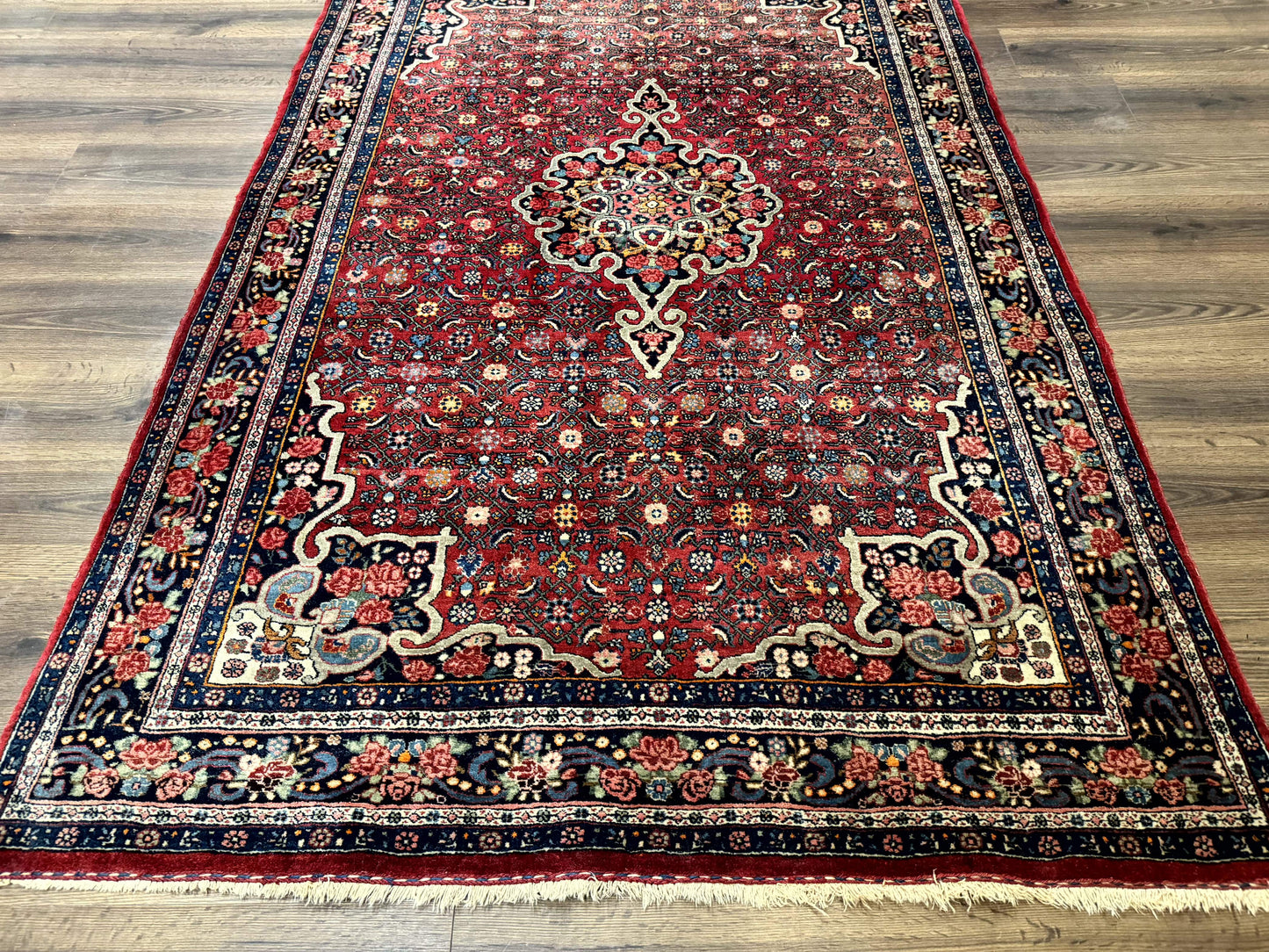 Antique Persian Rug 5x7, Red, Fine 260 KPSI, Bidjar Carpet - Nuvé