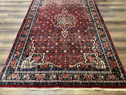 Antique Persian Rug 5x7, Red, Fine 260 KPSI, Bidjar Carpet - Nuvé