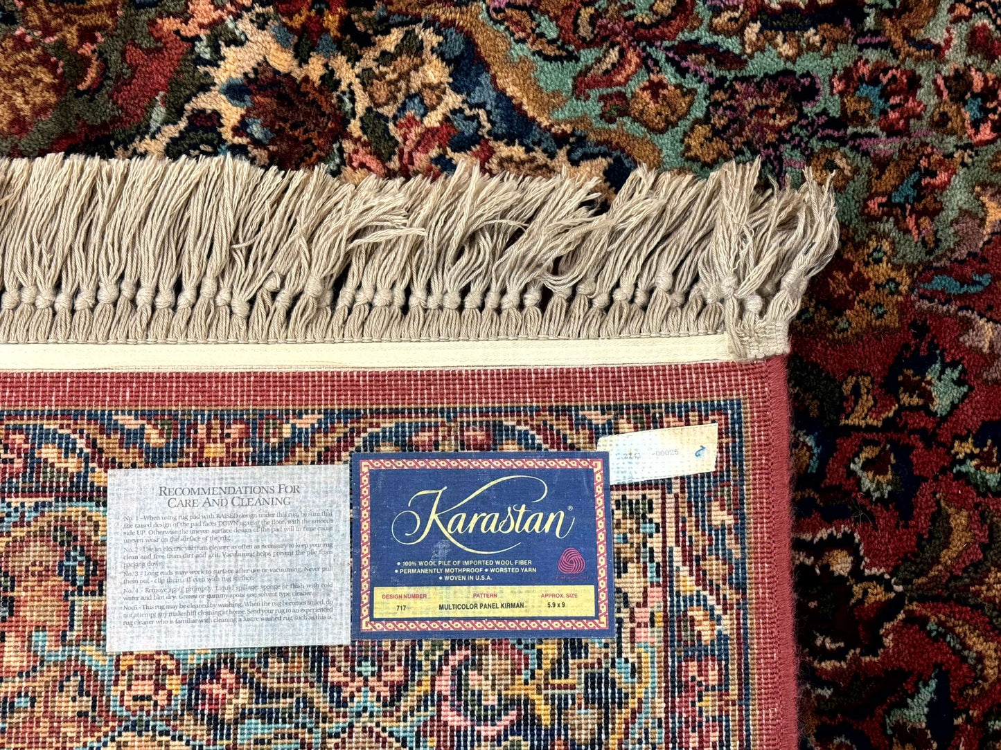 5.9 x 9 Karastan Rug Multicolor Panel Kirman #717, Original 700 Series, Wool - Nuvé