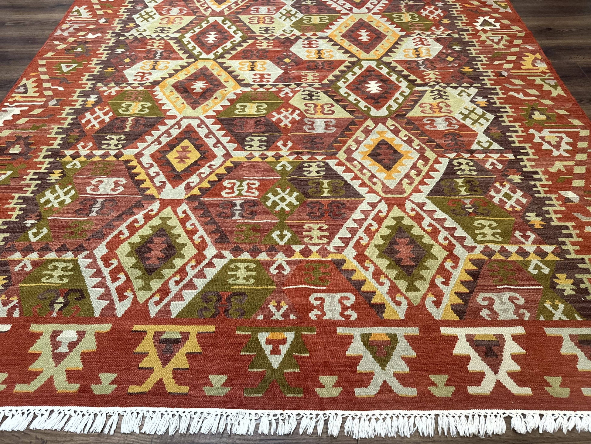 Turkish Kilim Rug 8x10, Geometric Design, Large Kilim Carpet - Nuvé