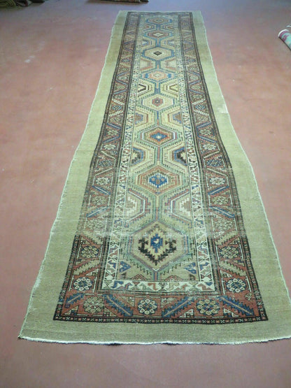 3'4" X 12' Antique Hand Made Turkish Wool Rug Runner Carpet Camel Hair Nice - Nuvé