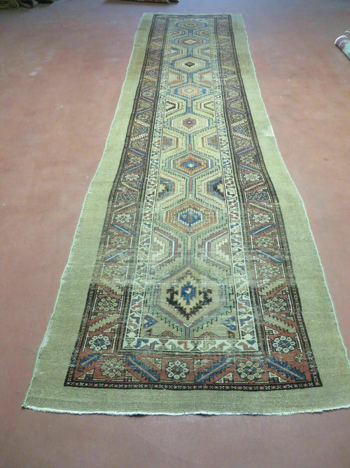 3'4" X 12' Antique Hand Made Turkish Wool Rug Runner Carpet Camel Hair Nice - Nuvé