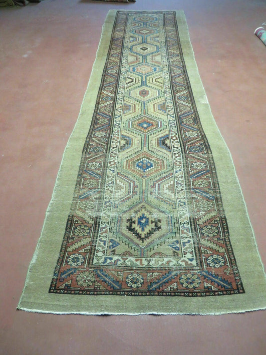 3'4" X 12' Antique Hand Made Turkish Wool Rug Runner Carpet Camel Hair Nice - Nuvé