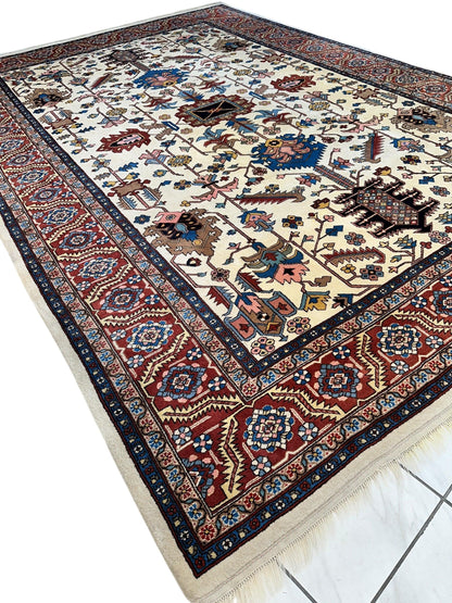 Hand-Knotted Vintage Afghani Serapi Wool Rug – 10'10" x 15'10" – Elegant Traditional Area Rug - Nuvé