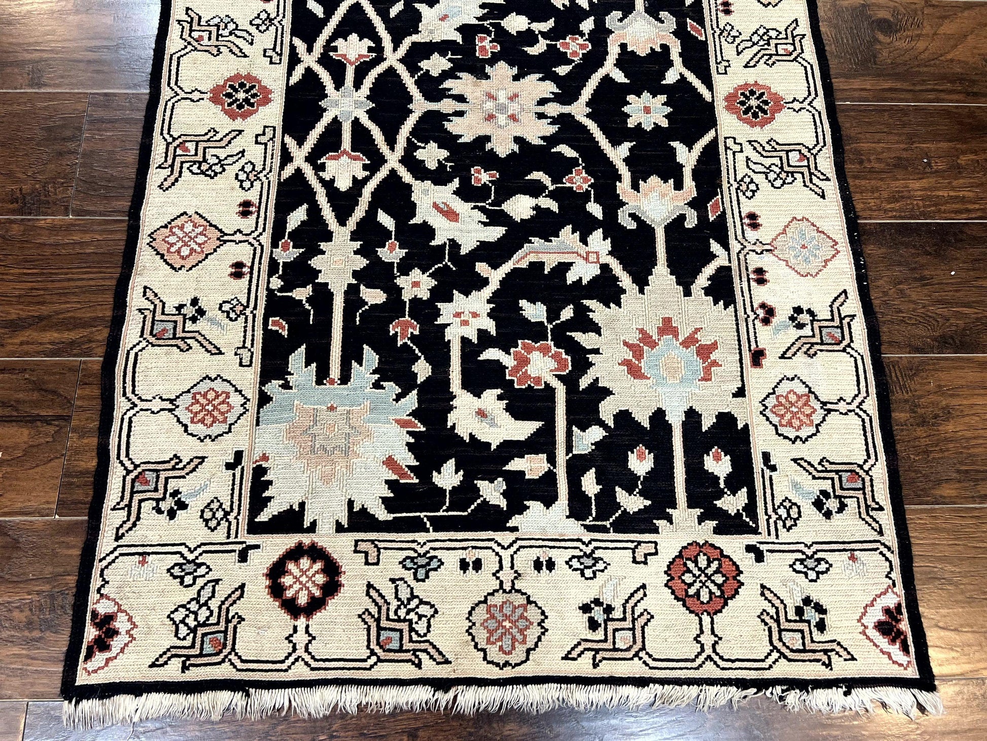 Turkish Flatweave Kilim Rug 3x5, Black, Handmade Vintage Wool Carpet - Nuvé