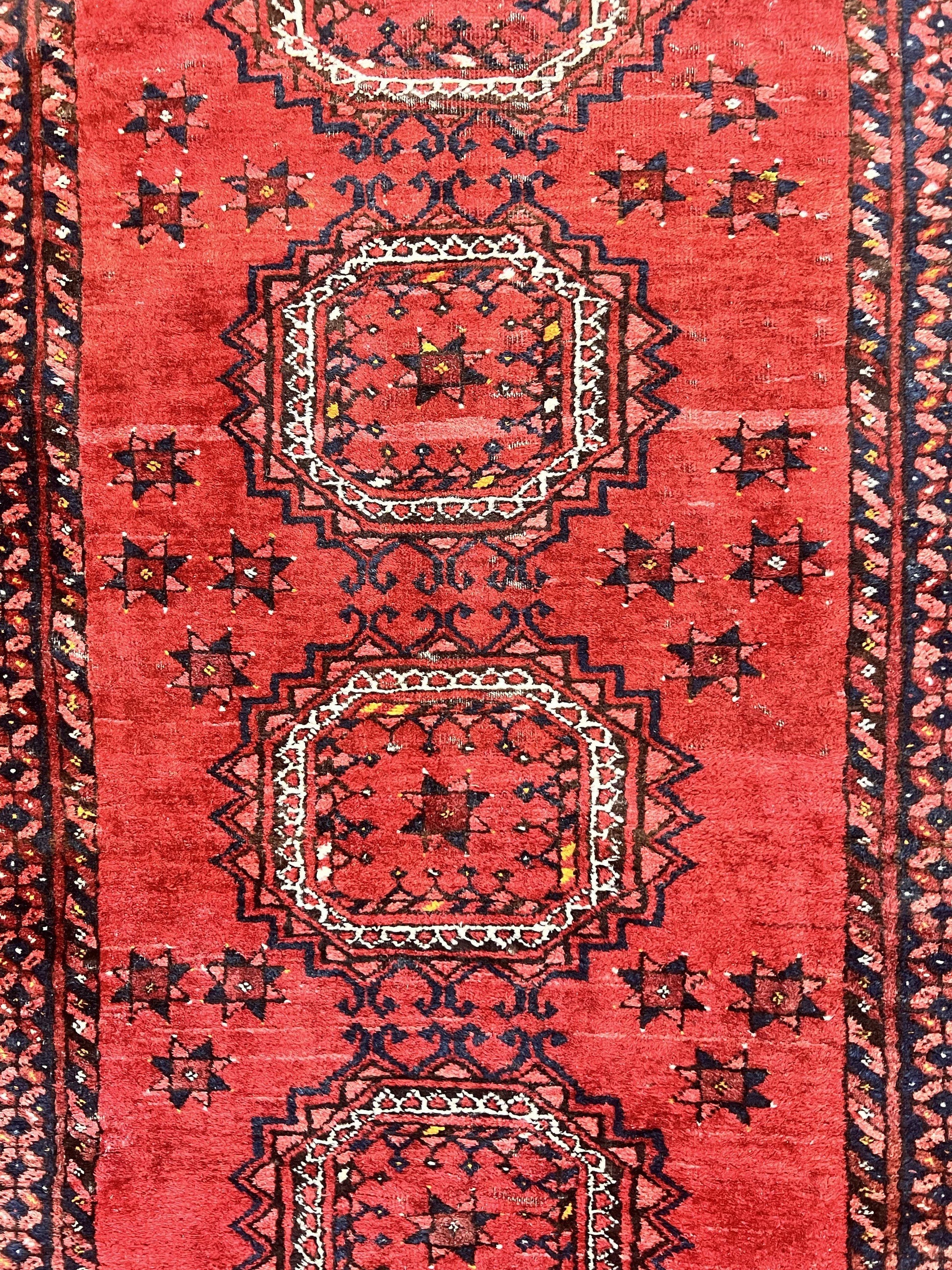Afghan Rug 3x6, Semi Antique Vintage Oriental Carpet, Wool Handmade Red Rug, Tribal Rug, Afghan Beshir Rug - Nuvé