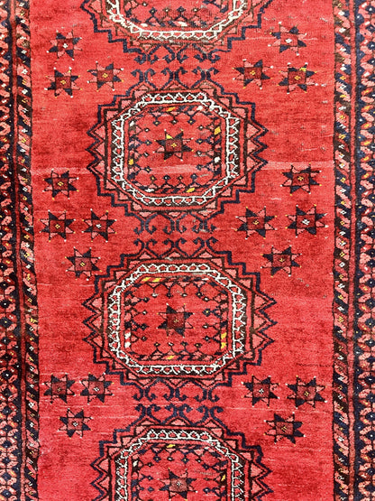 Afghan Rug 3x6, Semi Antique Vintage Oriental Carpet, Wool Handmade Red Rug, Tribal Rug, Afghan Beshir Rug - Nuvé