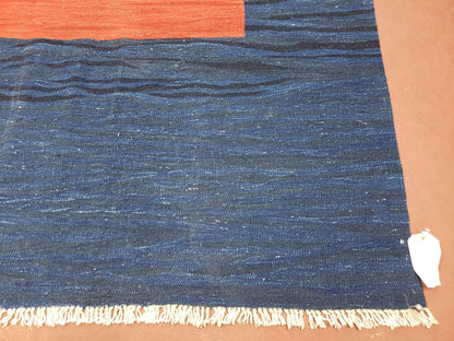 Blue and Red Turkish Kilim Rug, New 6x9 - 7x10 Flatweave Area Rugs, Hand Woven, Wool Handmade Oriental Kilim Abstract Modern Boho, Minimal - Nuvé