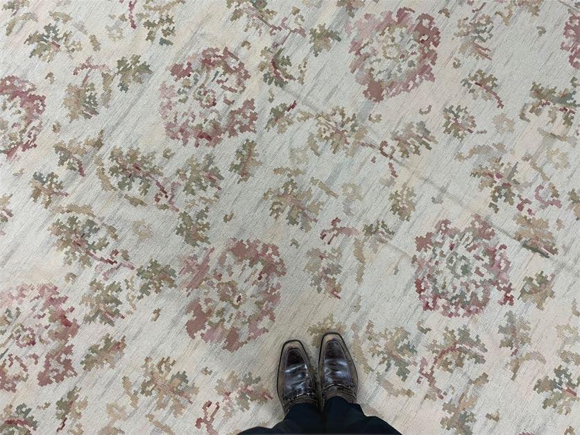 9x12 Flatweave Aubusson Needlepoint Rug, New, Beige, Tan, Green, Handmade, Hand-Knotted Area Rug, French European Carpet, Flowers - Nuvé