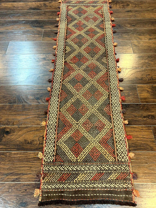 Tribal Runner Rug 2x8, Pakistani Turkoman Runner, Wool Handmade Vintage Rug - Nuvé
