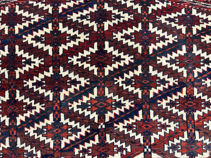 Antique Turkoman Camel Trapping, Turkoman Asmalyk, Red Black Ivory, Handmade, Hand Knotted Tribal Collectible Rug, Rare