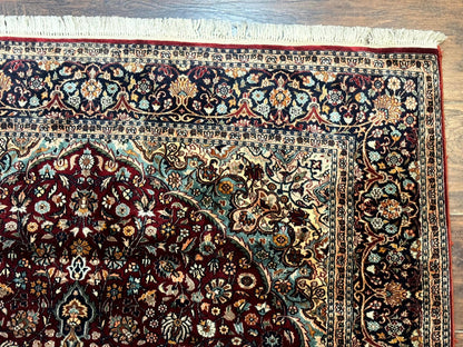 4x6 Silk Rug, Very Fine 650 KPSI, Silk Persian Carpet, Red, Floral Medallion, Sino Persian - Nuvé